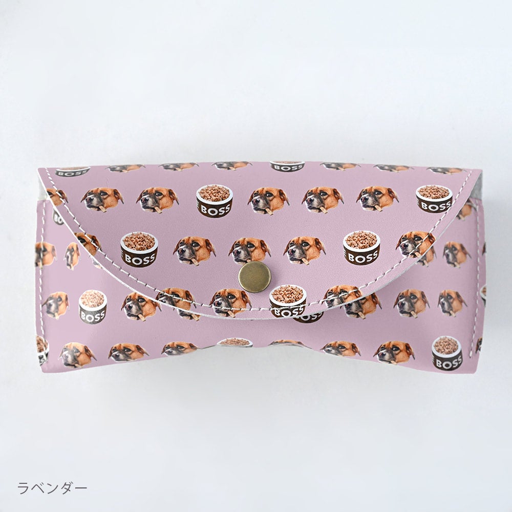 ハート型がま口メガネケース(肉球チャーム付き)⭐️モノトーン和柄猫 